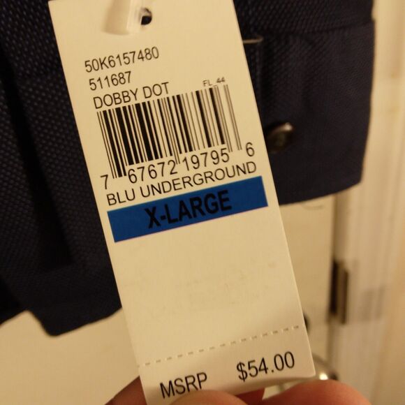 Van Heusen dress shirt mens XL Xlarge 17-17.5 blue polka dot classic fit long sl - Picture 6 of 9